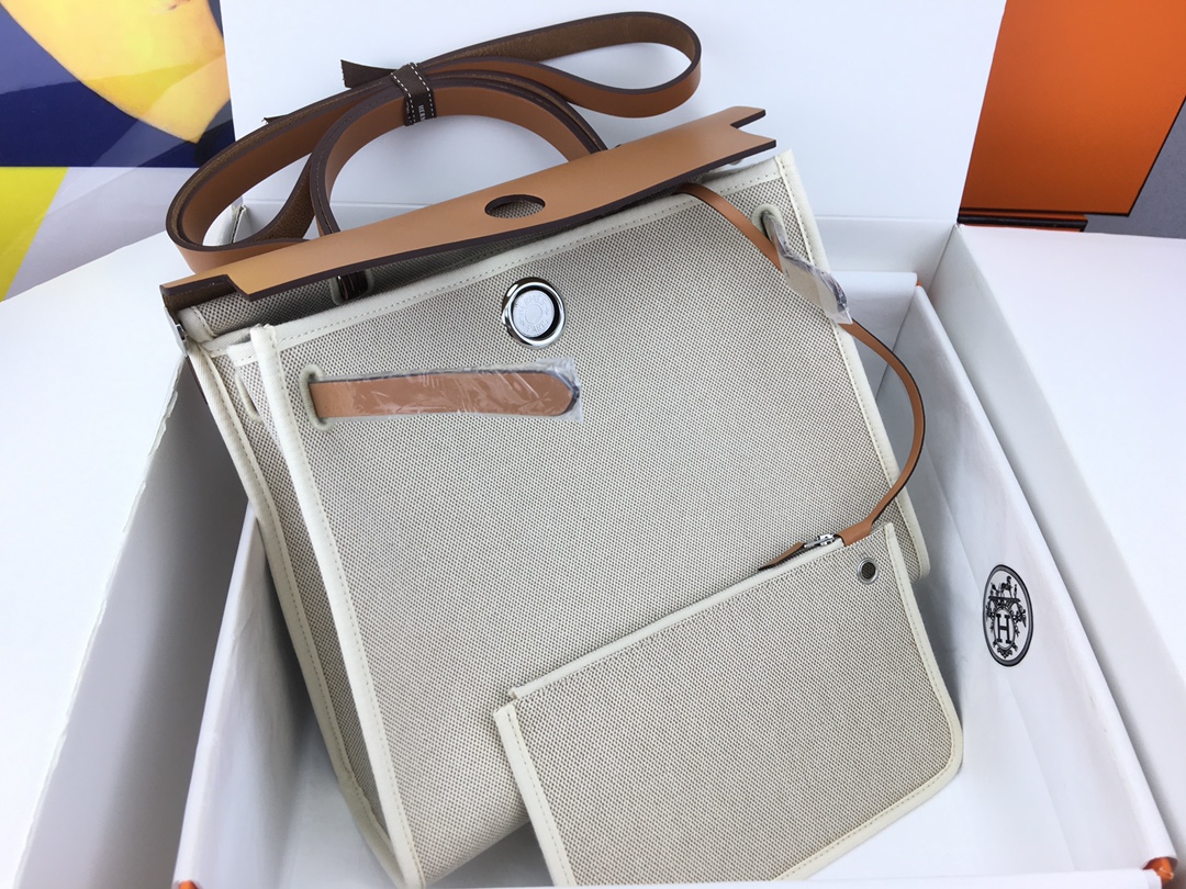 에르메스 에르백31 캔버스 화이트 골드브라운 은장